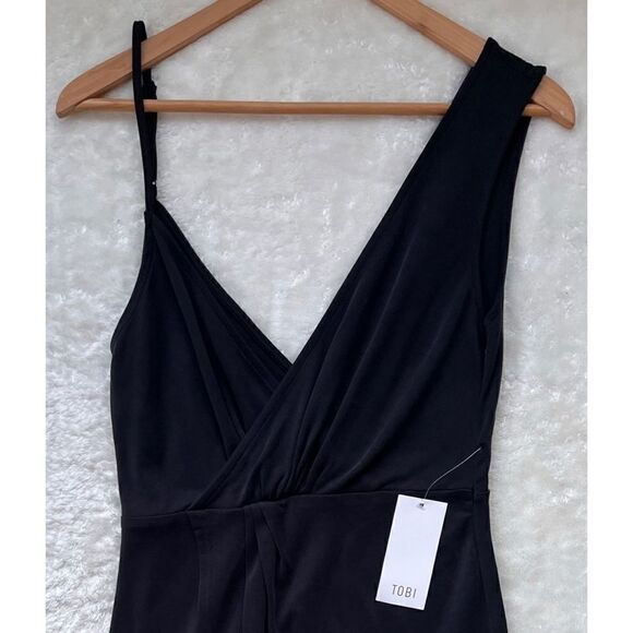 NWT Tobi Queen Elizabeth Asymmetrical Wrap Mini Dress in Black, Size Small - Picture 9 of 16